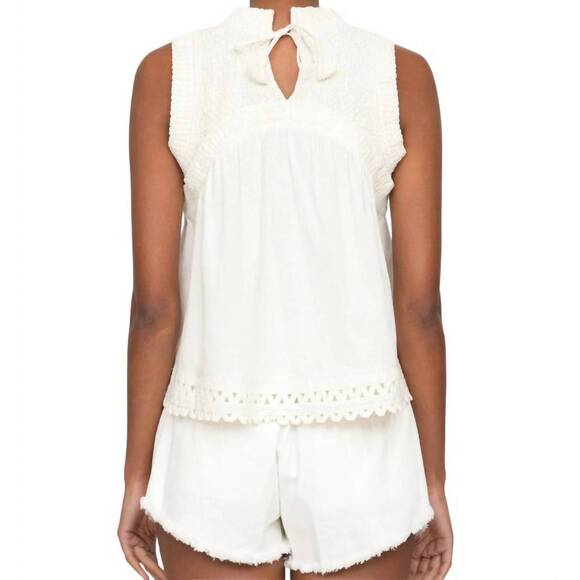 NEW SEA willa hand smocked tank top in white - Picture 3 of 3